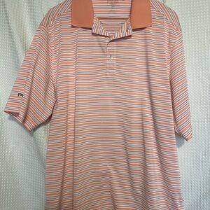 Ping Striped Polo in Peach, White and Light Blue